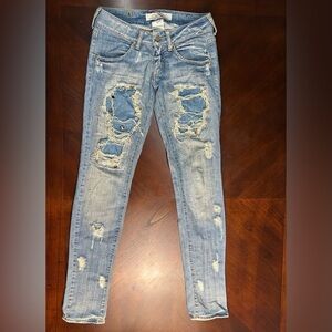 Met in jeans  Sky Blue Ripped Skinny Jeans size 27